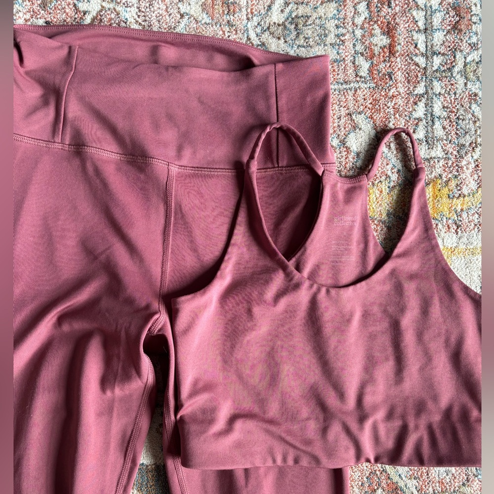 Girlfriend Collective Float Matching Set Leggings and Cleo Sports Bra in Fig